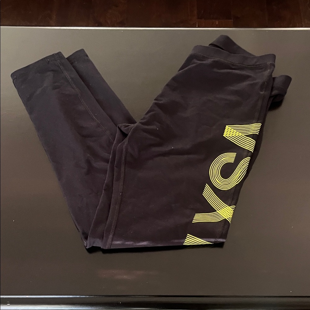 Black Leggings with Vibrant Yellow Design